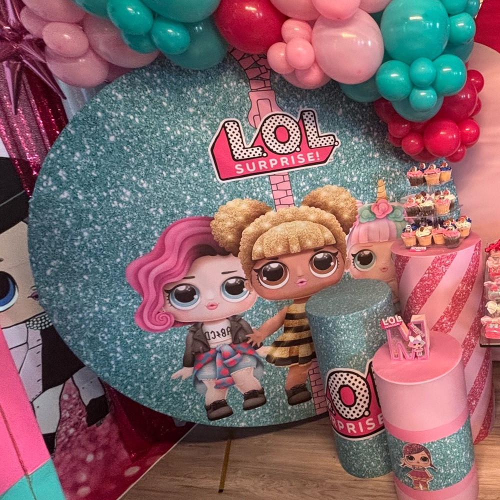 Lol Surprise Doll Birthday Party Cover Set - Round Birthday Backdrop Covers